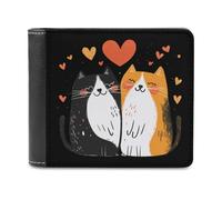 Anceky Portafoglio da uomo Love Cats, sottile, a due ante, tasca frontale con 6 finestre per documenti