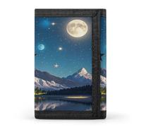 Anceky Portafoglio da uomo Night Hanging Moon Stars, extra capiente, sottile ed elegante, con finestra per documenti