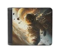 Anceky Portafoglio da uomo Outer-Space Cool Astronaut, sottile, bifold, tasca frontale con 6 finestre per documenti