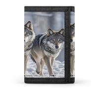 Anceky Portafoglio da uomo Pack of Wolves, extra capiente, sottile ed elegante, con tre ante e finestra per documenti