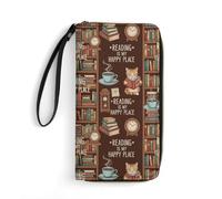 Anceky Portafoglio da viaggio ad alta capacità per donna, resistente all'acqua, ideale per l'uso quotidiano, la lettura è il mio posto felice per gli amanti dei libri