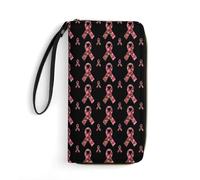 Anceky Portafoglio da viaggio ad alta capacità per donna, resistente all'acqua, ideale per l'uso quotidiano, Pink Ribbon Breast Cancer Awareness