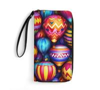 Anceky Portafoglio da viaggio da donna ad alta capacità, resistente all'acqua, tasche per documenti d'identità, più scomparti per carte, motivo: fumetto con mongolfiera nel cielo