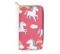Anceky Portafoglio da viaggio in pelle di grande capacità per uomo e donna, design resistente all'acqua, borsa portatile per oggetti essenziali e viaggi all'aperto, unicorno magico arcobaleno