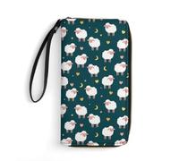 Anceky Portafoglio da viaggio per uomo e donna, con interno multistrato, design portatile con cordino, ideale per le vacanze, con simpatiche pecorelle.