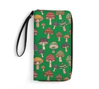 Anceky Portafoglio da viaggio per uomo e donna, interno multistrato, design portatile in corda, ideale per le vacanze, arte dei funghi psichedelici del paese delle meraviglie