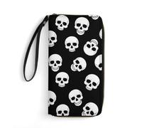 Anceky Portafoglio da viaggio per uomo e donna, interno multistrato, design portatile in corda, ideale per le vacanze, ossa del teschio