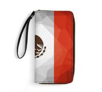 Anceky Portafoglio da viaggio per uomo e donna, interno multistrato, design portatile in corda, ideale per le vacanze, bandiera nazionale messicana, poligono astratto