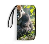 Anceky Portafoglio Gorilla on The Ground in pelle con cerniera, pochette di grande capacità e cinturino da polso