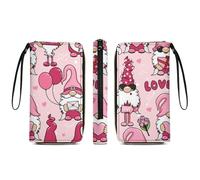 Anceky Portafoglio impermeabile per donna, borsa da viaggio lunga in pelle PU con cuori rossi e strisce bianche e nere, grande capacità, porta carte d'identità con cerniera