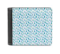 Anceky Portafoglio in pelle alla moda con un solo lato e motivo a gocce di pioggia blu sfumato