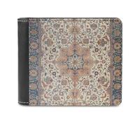 Anceky Portafoglio in pelle alla moda, con un solo lato, in pregiato cuoio Tabriz blu ruggine arancione della Persia