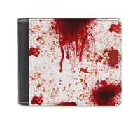 Anceky Portafoglio in pelle alla moda monofacciale con schizzi di sangue e orrore