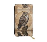 Anceky Portafoglio in pelle con cerniera King Owl, pochette lunga 7,5 * 4,1 pollici, scomparti multipli e grande capacità