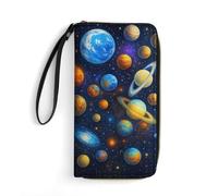 Anceky Portafoglio in pelle con opere d'arte di corpi celesti per donna con cinturino da polso, pochette da donna per monete, smartphone