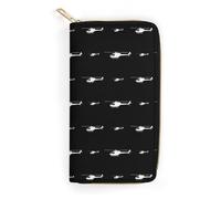 Anceky Portafoglio in pelle liscia con cerniera, modello elicottero, nero, resistente all'acqua, design di grande capacità, borsa portatile per uso quotidiano da uomo e da donna