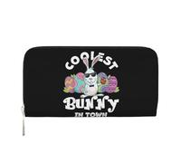 Anceky Portafoglio in pelle PU per donna e uomo, con motivo coniglietti pasquali, modello Il coniglietto più cool della città, con pochette lunga e cerniera.