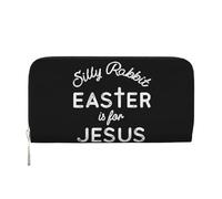 Anceky Portafoglio in pelle PU per donne e uomini, con cerniera, per carte di credito, con coniglio sciocco, la Pasqua è per Gesù.