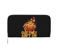 Anceky Portafoglio in pelle PU per donne e uomini, con scritta Basket Ghetto Sport, ci odiano perché non siamo noi, portafoglio lungo con cerniera e pochette intorno.