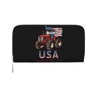 Anceky Portafoglio in pelle PU Terra degli USA per donne e uomini, porta carte di credito, pochette lunga con cerniera