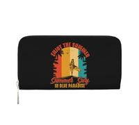 Anceky Portafoglio in pelle sintetica Goditi l'estate Hawaii Paradise Beach per donna e uomo, porta carte di credito, pochette lunga con cerniera.