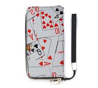 Anceky Portafoglio lungo alla moda con carte da gioco sparse, portafoglio portatile di grande capacità