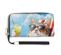 Anceky Portafoglio lungo bifold con quattro polli che indossano occhiali da sole in pelle PU, portamonete, porta carte di credito, porta carte resistente per riporre i soldi per donne e uomini