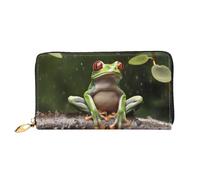 Anceky Portafoglio lungo con cerniera Peace Tree Frog in pelle PU, porta carte da viaggio, pochette per donna e uomo