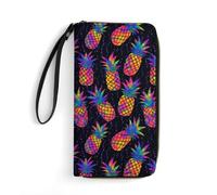 Anceky Portafoglio lungo in pelle color pino con graffiti, porta carte, fibbia regolabile, custodia multi-carte con cinturino da polso antiscivolo