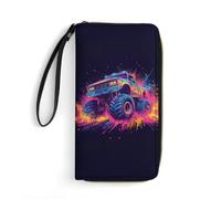 Anceky Portafoglio lungo in pelle color splash per camion, porta carte, fibbia regolabile, custodia multi-carte con cinturino da polso antiscivolo