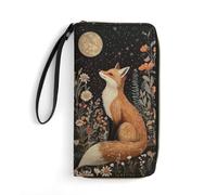 Anceky Portafoglio lungo in pelle con fiori di luna di, porta carte, fibbia regolabile, custodia per più carte con cinturino da polso antiscivolo