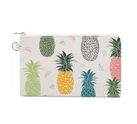 Anceky Portafoglio morbido con pochette, borsa da donna in tela con cerniera, borsa per il trucco, portamonete, banconote, 19,1 x 11,6 cm, stampa senza cuciture, pino colorato con foglie su bianco