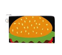 Anceky Portafoglio morbido con pochette, borsa da donna in tela con cerniera, borsa per il trucco, portamonete, banconote, Crash, 7,4x4,6 pollici, stampa hamburger