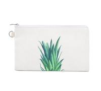 Anceky Portafoglio morbido con pochette, borsa da donna in tela con cerniera, borsa per il trucco, portamonete, banconote, 19,1 x 11,6 cm, stampa, vero pino giallo con foglie verdi su bianco