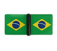 Anceky Portafoglio pieghevole in pelle con bandiera del Brasile e porta carte di credito, ideale per uomo e donna, perfetto per i viaggi.