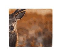 Anceky Portafoglio porta carte porta monete da uomo con stampa a forma di corna di cervo rosso, per l'uso quotidiano e si adatta facilmente a qualsiasi tasca.