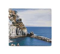 Anceky Portafoglio porta carte porta monete da uomo con stampa Cinque Terre, per l'uso quotidiano e che si adatta facilmente a qualsiasi tasca.