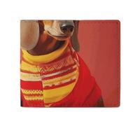 Anceky Portafoglio porta carte porta monete da uomo con stampa di un simpatico bassotto, per l'uso quotidiano e che si adatta facilmente a qualsiasi tasca.