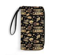 Anceky Portafoglio portatile con stampa a corda per donna, interno multistrato, resistente all'acqua, ideale per le vacanze, preferirei essere al casinò