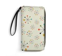 Anceky Portafoglio portatile in pelle di grande capacità, moderno, retrò, stile atomico, stile metà anni Cinquanta, con corda