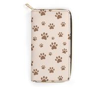 Anceky Portafoglio portatile in pelle per adulti con tasche per documenti d'identità, grande capacità, multi-slot per carte, borsa leggera per accessori da viaggio, impronte di cane