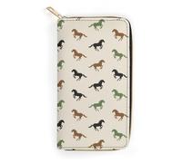 Anceky Portafoglio portatile in pelle per adulti con tasche per documenti d'identità, grande capacità, scomparti per più carte, borsa leggera per accessori da viaggio, corse di cavalli