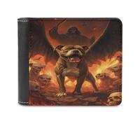 Anceky Portafoglio sottile da uomo con teschio e pitbull, tasca frontale con 6 finestre per documenti