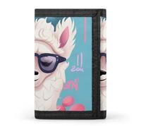 Anceky Portafoglio Trifold Cool Liama da uomo - Sottile, 8 scomparti per carte, portamonete con cerniera, fermasoldi, scomparto