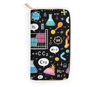 Anceky Portafoglio unisex in pelle di grande capacità, Matematica e scienza ElementsArt, design compatto e facile da trasportare, borsa portatile per accessori da esterno e uso quotidiano