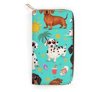 Anceky Portafoglio unisex in pelle stampata con cane bassotto, portatile, di grande capacità, con più scomparti per carte, borsa leggera per viaggi e avventure all'aria aperta