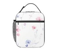 Anceky Portapranzo con fiori ad per uomo e donna, borsa termica isolante, borsa per il pranzo riutilizzabile con tasca frontale, borse per il pranzo per uomo e donna per lavoro, picnic, viaggi, bo