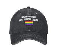 Anceky Quando l'odio è Forte, L'Amore Deve Essere più Forte. Cappello in Cotone con Scritta Orgoglio LGBTQ.