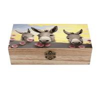 Anceky Scatole decorative con coperchi a forma di asino e fiore, grande scatola di legno per l'artigianato, piccolo organizer per foto di gioielli in legno