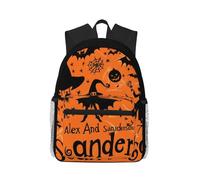 Anceky Scena di Halloween con silhouette e testo, sfondo arancione. Zaino compatto e casual, zaino da viaggio unisex.